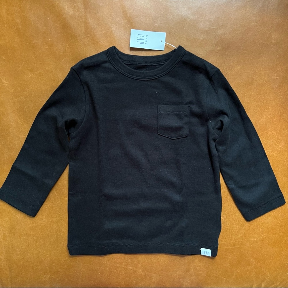 GAP Baby Black Cotton Pocket Tee, 18-24mo - NEW
